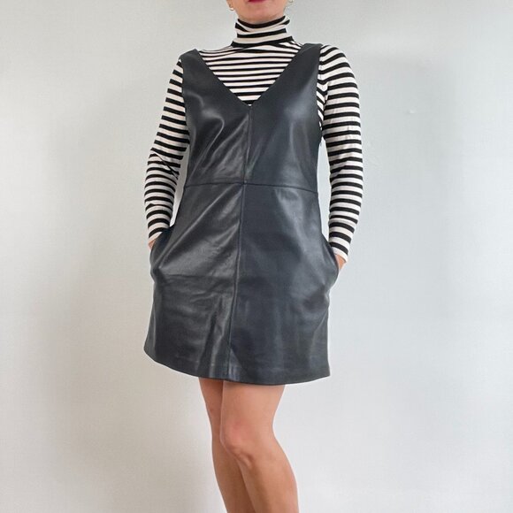 Pre-Loved MANGO Faux Leather Black Mini dress - Size S - Picture 3 of 13